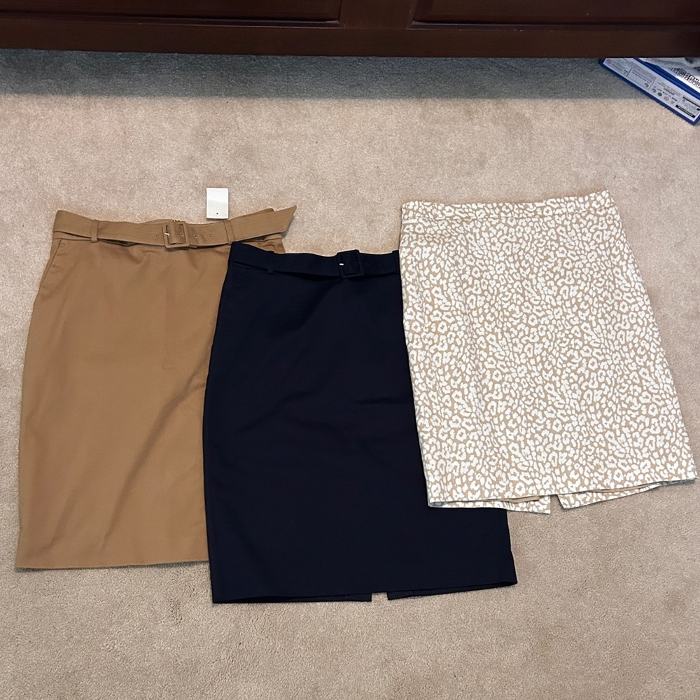 Three JCrew Knee Length Pencil Skirts